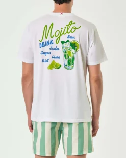 T-shirt MC2 Saint Barth bianca con stampa Mojito piccola sul petto e maxi sul retro