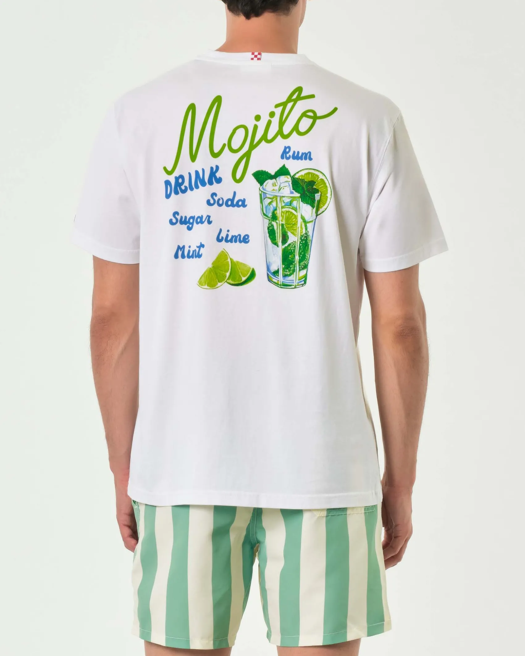 T-shirt MC2 Saint Barth bianca con stampa Mojito piccola sul petto e maxi sul retro