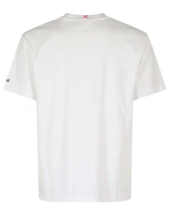 T-shirt MC2 Saint Barth bianca con ricamo Sesso e SanBarth sul petto