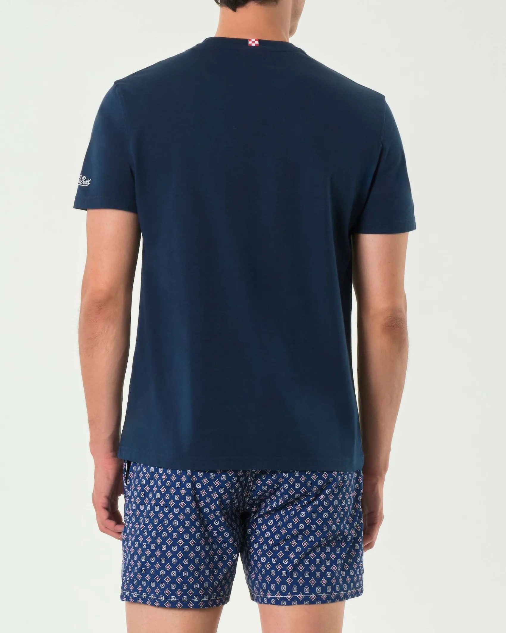 T-shirt MC2 Saint Barth blu con ricamo Italian, Master Chef sul petto