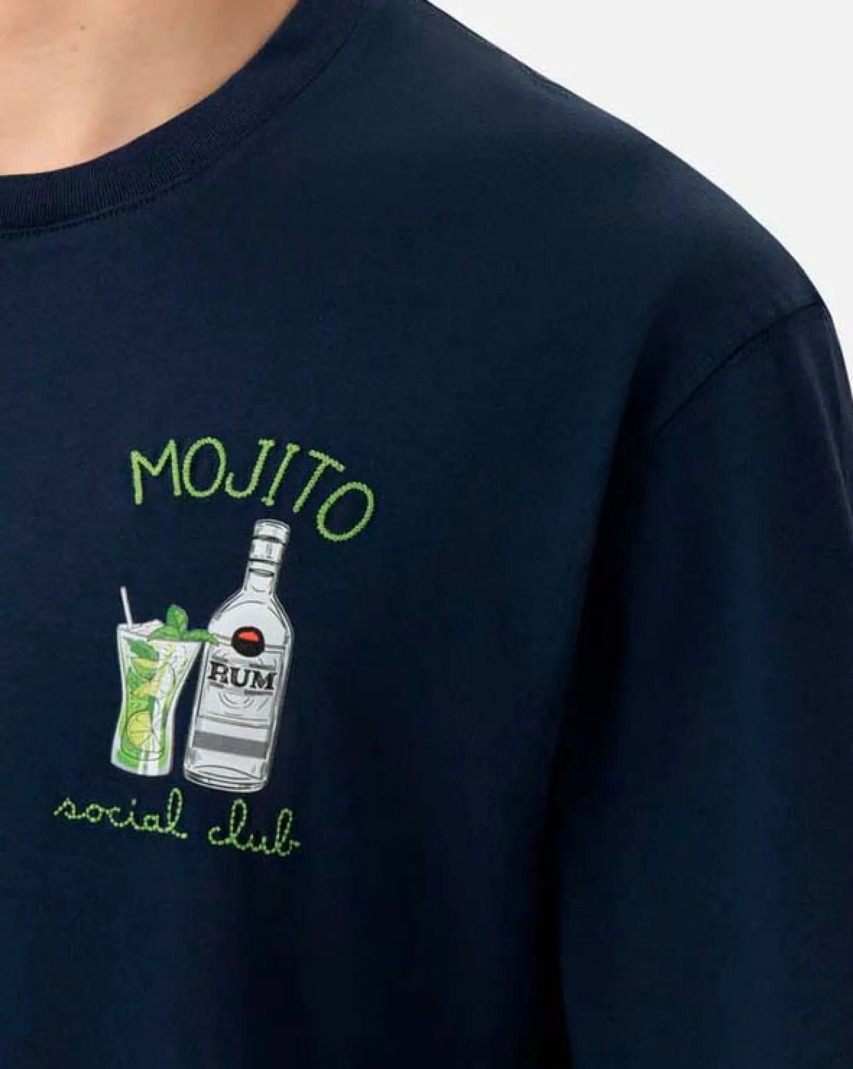 T-shirt MC2 Saint Barth blu con ricamo Mojito Social Club sul petto