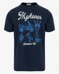 T-shirt MC2 Saint Barth blu con stampa Mykonos Kit davanti