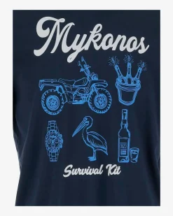 T-shirt MC2 Saint Barth blu con stampa Mykonos Kit davanti
