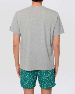 T-shirt MC2 Saint Barth grigia con ricamo Pochi ma Buoni sul petto
