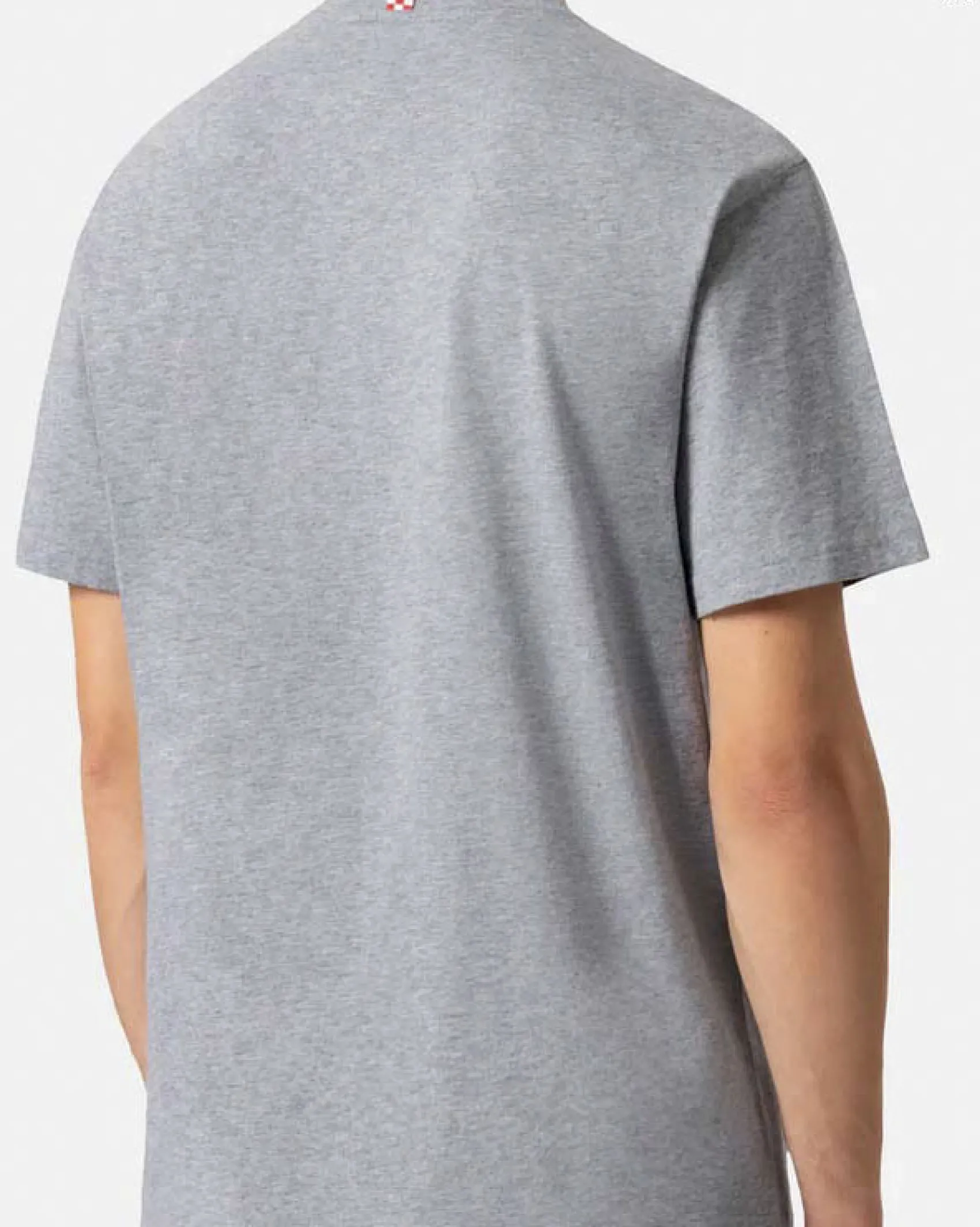 T-shirt MC2 Saint Barth grigio melange con stampa scritta logo e tennis team davanti