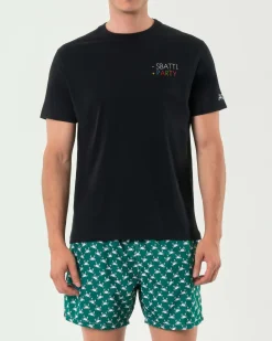 T-shirt MC2 Saint Barth nera con ricamo - Sbatti + Party sul petto
