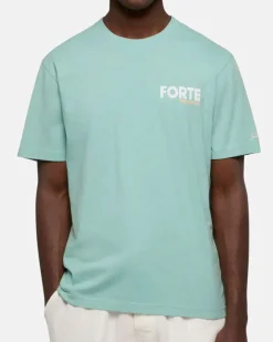 T-shirt MC2 Saint Barth salvia con scritta Forte dei Marmi sul petto e maxi stampa grafica sul retro