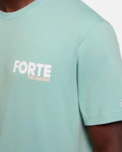T-shirt MC2 Saint Barth salvia con scritta Forte dei Marmi sul petto e maxi stampa grafica sul retro