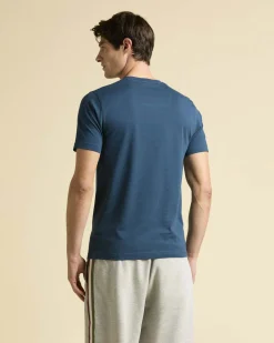 T-shirt mezza manica Aeronautica Militare ottanio con stampa scritte e logo sul petto