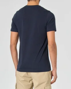 T-shirt mezza manica Aeronautica Militare blu con logo piccolo ricamato