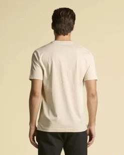 T-shirt mezza manica Aeronautica Militare beige con stampa scritte e logo sul petto