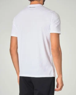 T-shirt mezza manica Armani Exchange bianca con stampa grafica rettangolare e logo