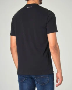 T-shirt mezza manica Armani Exchange nera con stampa grafica rettangolare e logo