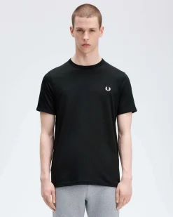 T-shirt mezza manica Fred Perry nera tinta unita