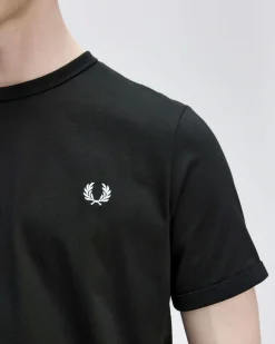 T-shirt mezza manica Fred Perry nera tinta unita