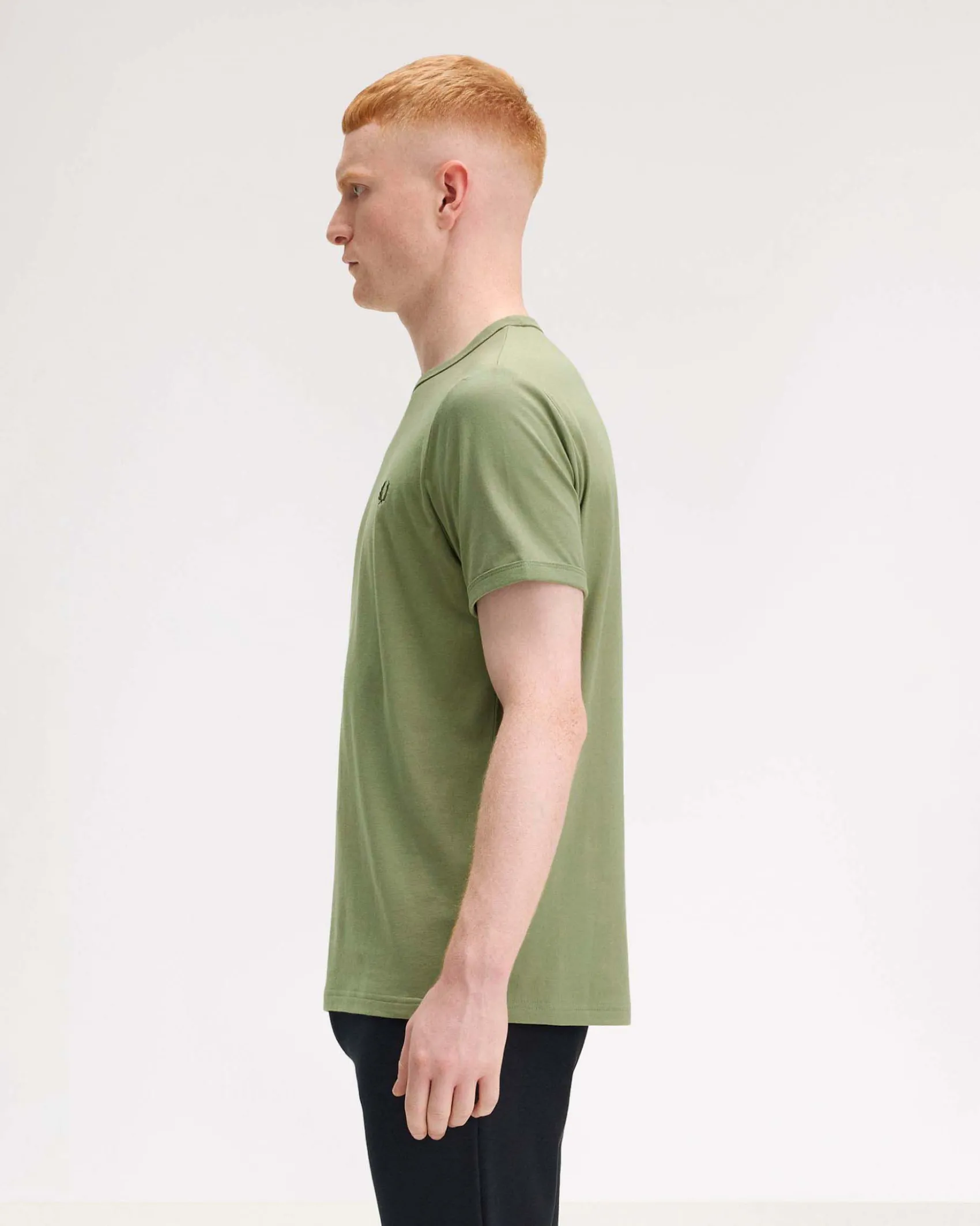 T-shirt mezza manica Fred Perry verde salvia tinta unita