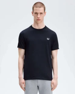 T-shirt mezza manica Fred Perry blu tinta unita