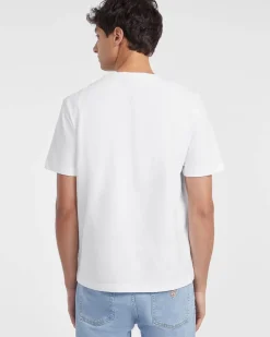 T-shirt mezza manica Guess Jeans bianca con logo stampato davanti
