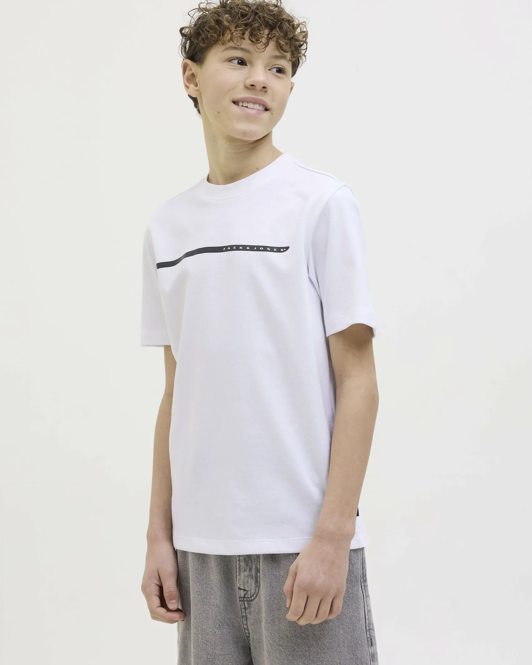 T-shirt mezza manica Jack & Jones bianca con logo nero