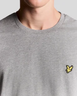 T-shirt mezza manica Lyle & Scott grigia in cotone con logo aquila gialla ricamata sul petto