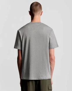 T-shirt mezza manica Lyle & Scott grigia in cotone con logo aquila gialla ricamata sul petto