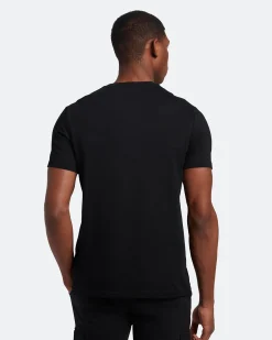 T-shirt mezza manica Lyle & Scott nera in cotone con logo aquila gialla ricamata sul petto