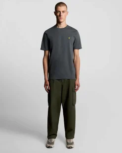 T-shirt mezza manica Lyle & Scott grigio antracite in cotone con logo aquila gialla ricamata sul petto