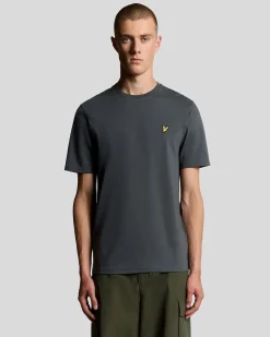 T-shirt mezza manica Lyle & Scott grigio antracite in cotone con logo aquila gialla ricamata sul petto