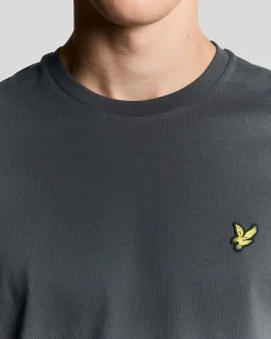 T-shirt mezza manica Lyle & Scott grigio antracite in cotone con logo aquila gialla ricamata sul petto