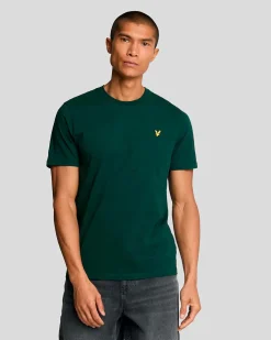 T-shirt mezza manica Lyle & Scott verde in cotone con logo aquila gialla ricamata sul petto
