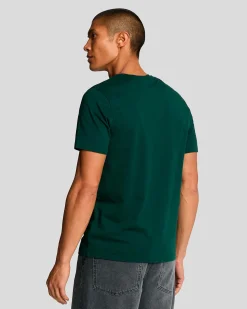 T-shirt mezza manica Lyle & Scott verde in cotone con logo aquila gialla ricamata sul petto