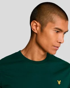 T-shirt mezza manica Lyle & Scott verde in cotone con logo aquila gialla ricamata sul petto