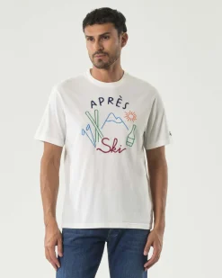 T-shirt mezza manica MC2 Saint Barth blu in puro cotone con ricamo 'Après Ski' davanti