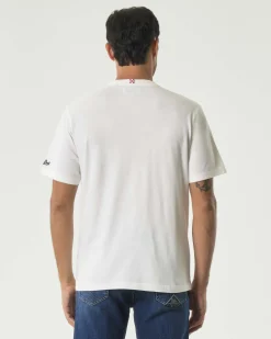 T-shirt mezza manica MC2 Saint Barth blu in puro cotone con ricamo 'Après Ski' davanti