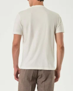 T-shirt mezza manica Paul Baker panna in jersey tinto in capo con taschino