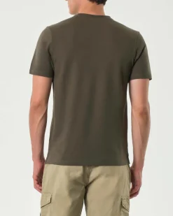 T-shirt mezza manica Paul Baker verde militare in micro piquet di cotone stretch