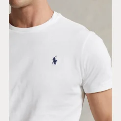 T-shirt mezza manica Polo Ralph Lauren bianca custom slim-fit con logo pony rosso