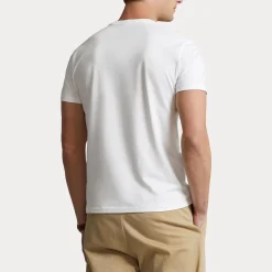 T-shirt mezza manica Polo Ralph Lauren bianca custom slim-fit con logo pony rosso