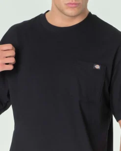 T-shirt nera Dickies mezza manica in puro cotone con taschino sul petto