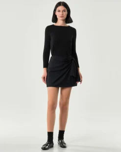 T-shirt nera Emme Marella a maniche lunghe in viscosa stretch