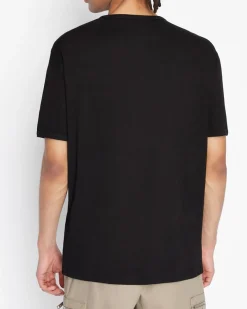 T-shirt nera in cotone con logo rete AX