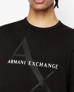 T-shirt nera in cotone con logo rete AX