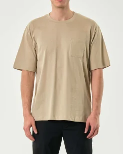 T-shirt oversize Paul Baker sabbia in puro cotone con taschino