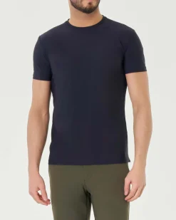 T-shirt Pellizzari blu mezza manica in tessuto tecnico hyper comfort