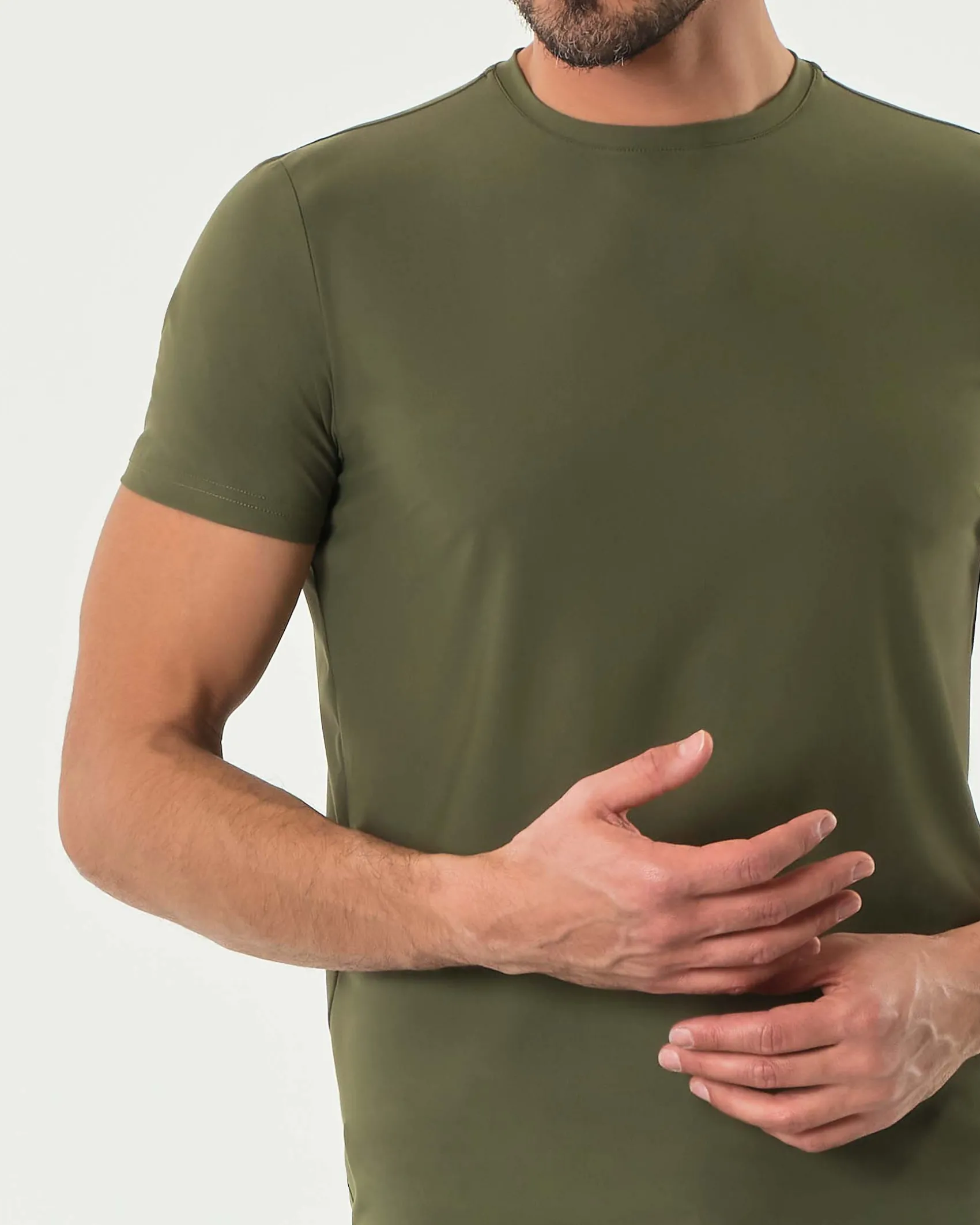 T-shirt Pellizzari verde militare mezza manica in tessuto tecnico hyper comfort