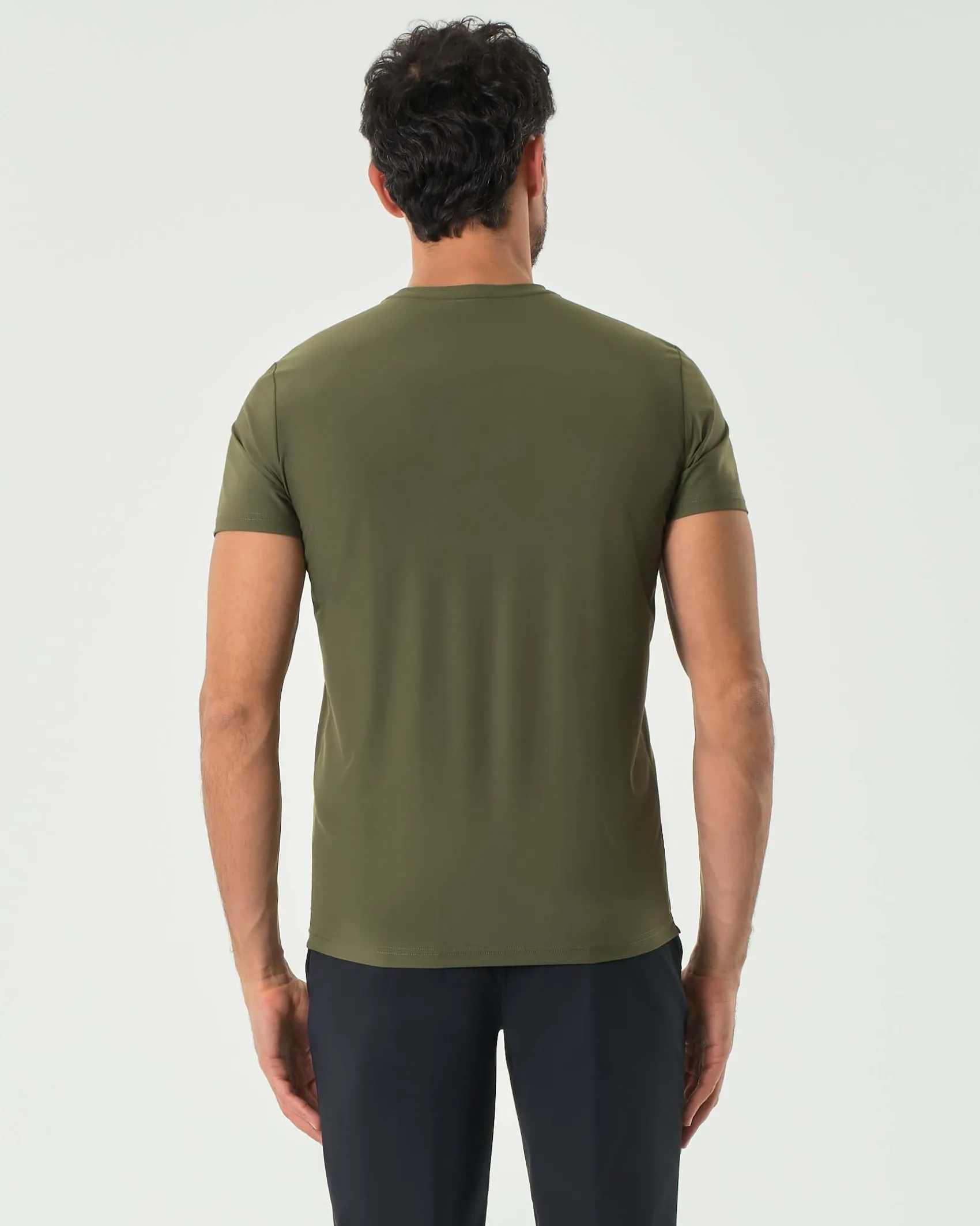 T-shirt Pellizzari verde militare mezza manica in tessuto tecnico hyper comfort