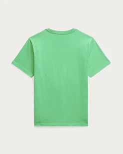 T-shirt Polo Ralph Lauren verde mezza manica con logo pony rosa
