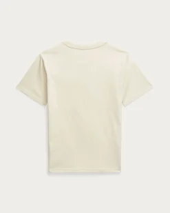 T-shirt Polo Ralph Lauren mezza manica color sabbia con logo pony bianco