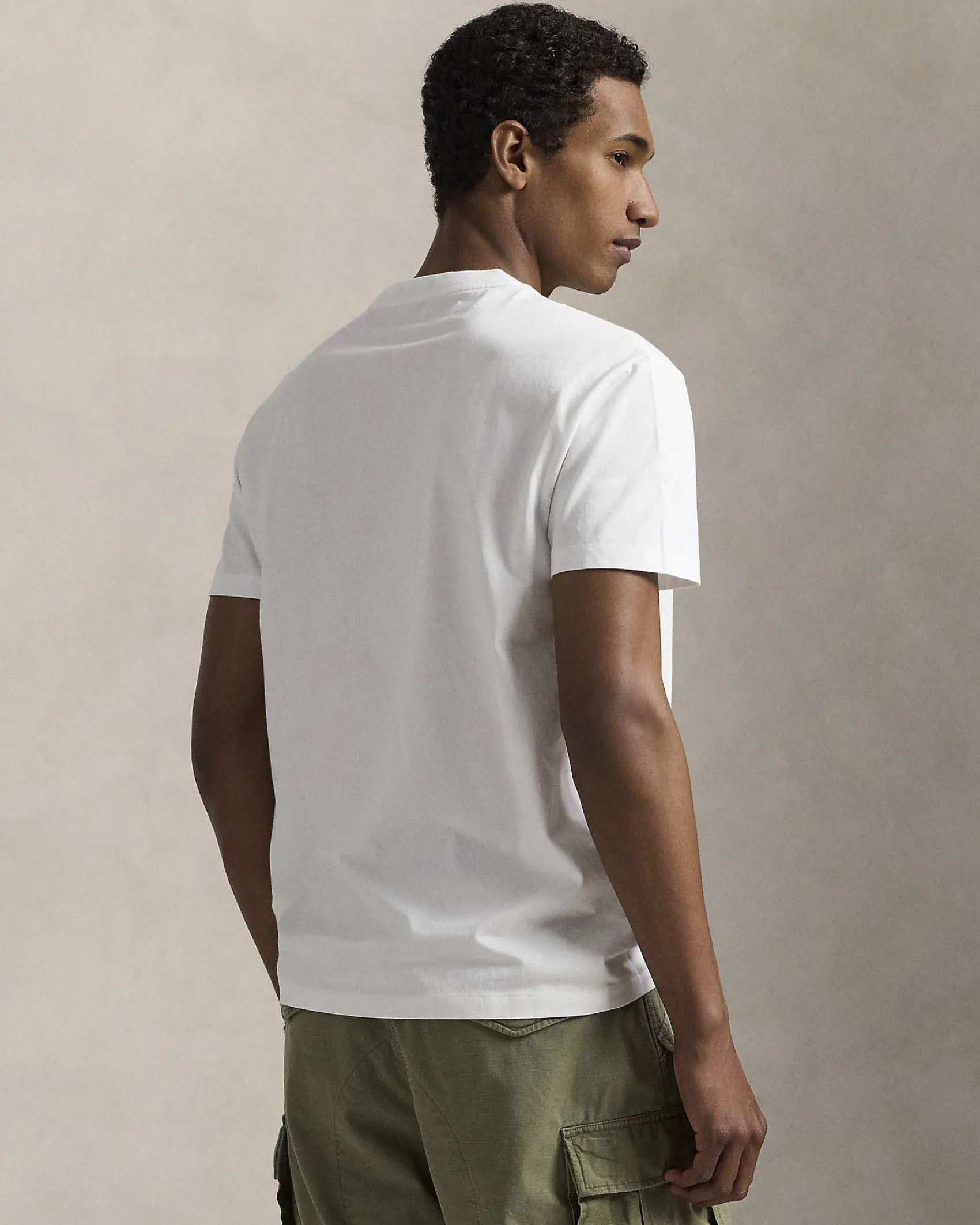 T-shirt Polo Ralph Lauren bianca mezza manica in puro cotone con stampa scritta Polo