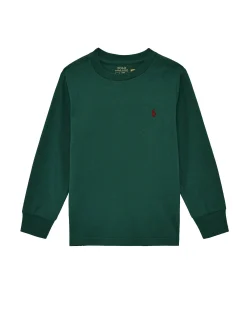 T-shirt Polo Ralph Lauren verde in cotone a maniche lunghe con polsini